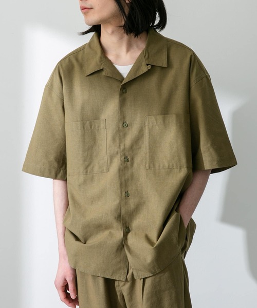 URBAN RESEARCH Sonny Label(アーバンリサーチサニーレーベル)の「『吸水速乾/接触冷感/イージーケア』マルチ機能リサイクルファブリックオープンカラーシャツ(シャツ/ブラウス・メンズ・ネイビー/カーキ/ブラック・MEDIUM/LARGE)」の8枚目の写真