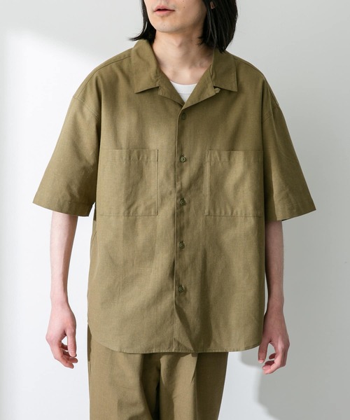 URBAN RESEARCH Sonny Label(アーバンリサーチサニーレーベル)の「『吸水速乾/接触冷感/イージーケア』マルチ機能リサイクルファブリックオープンカラーシャツ(シャツ/ブラウス・メンズ・ネイビー/カーキ/ブラック・MEDIUM/LARGE)」の9枚目の写真