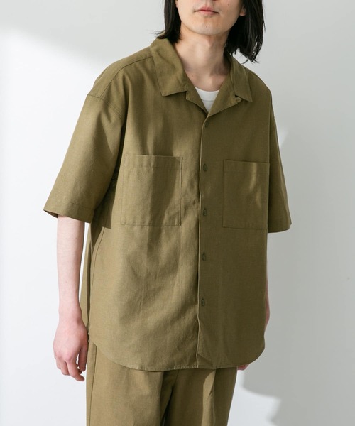URBAN RESEARCH Sonny Label(アーバンリサーチサニーレーベル)の「『吸水速乾/接触冷感/イージーケア』マルチ機能リサイクルファブリックオープンカラーシャツ(シャツ/ブラウス・メンズ・ネイビー/カーキ/ブラック・MEDIUM/LARGE)」の10枚目の写真