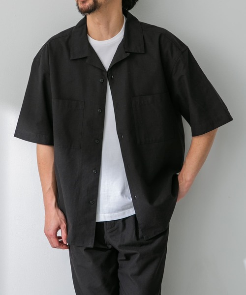 URBAN RESEARCH Sonny Label(アーバンリサーチサニーレーベル)の「『吸水速乾/接触冷感/イージーケア』マルチ機能リサイクルファブリックオープンカラーシャツ(シャツ/ブラウス・メンズ・ネイビー/カーキ/ブラック・MEDIUM/LARGE)」の14枚目の写真