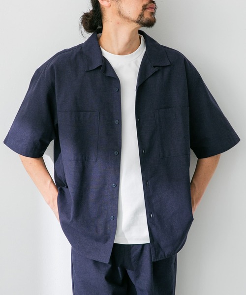 URBAN RESEARCH Sonny Label(アーバンリサーチサニーレーベル)の「『吸水速乾/接触冷感/イージーケア』マルチ機能リサイクルファブリックオープンカラーシャツ(シャツ/ブラウス・メンズ・ネイビー/カーキ/ブラック・MEDIUM/LARGE)」の16枚目の写真