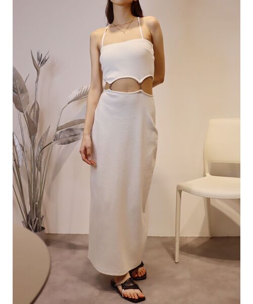 EVRIS（エヴリス）の「チェーンウエストリブロングワンピース（ワンピース・レディース・ブラック/グリーン/ホワイト・FREE）」の2枚目の写真