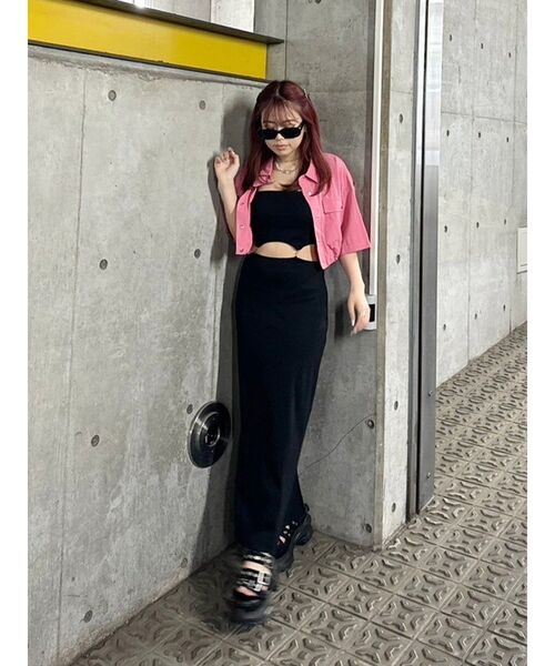 EVRIS（エヴリス）の「チェーンウエストリブロングワンピース（ワンピース・レディース・ブラック/グリーン/ホワイト・FREE）」の11枚目の写真