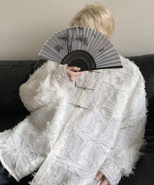 FVLMEN（フルメン）の「【FVLMEN】fringe checked pattern longsleeve china shirt/フリンジ チェック 総柄 ロングスリーブ チャイナ シャツ（シャツ/ブラウス・メンズ・ホワイト/ブラック・MEDIUM/LARGE/X-LARGE）」の11枚目の写真