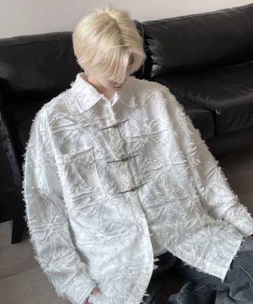 FVLMEN（フルメン）の「【FVLMEN】fringe checked pattern longsleeve china shirt/フリンジ チェック 総柄 ロングスリーブ チャイナ シャツ（シャツ/ブラウス・メンズ・ホワイト/ブラック・MEDIUM/LARGE/X-LARGE）」の13枚目の写真