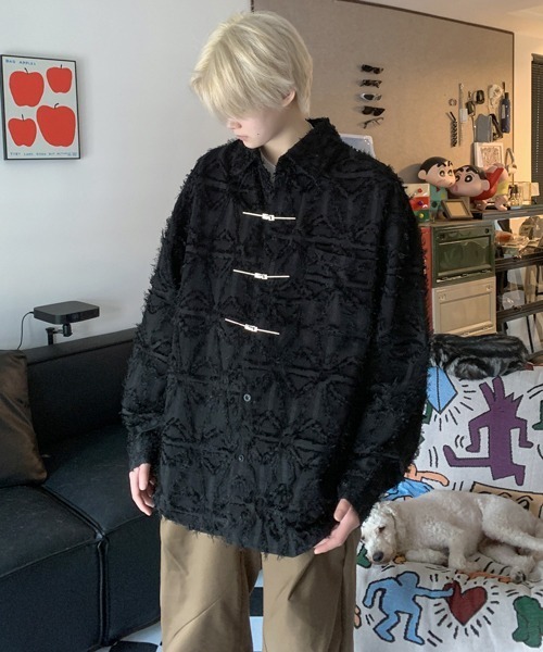 FVLMEN（フルメン）の「【FVLMEN】fringe checked pattern longsleeve china shirt/フリンジ チェック 総柄 ロングスリーブ チャイナ シャツ（シャツ/ブラウス・メンズ・ホワイト/ブラック・MEDIUM/LARGE/X-LARGE）」の19枚目の写真