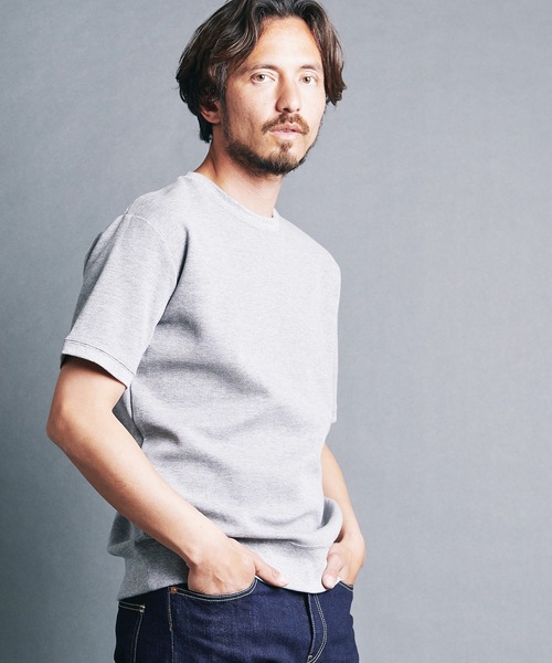 Magine(マージン)の「CTN FINE THERMAL KNITSAW C/N S/S:コットン ファインサーマル クルーネック 半袖 ニットソー 24S(Tシャツ/カットソー・メンズ・グレー/ブラック/ホワイト/オリーブ・44/46/48)」の14枚目の写真