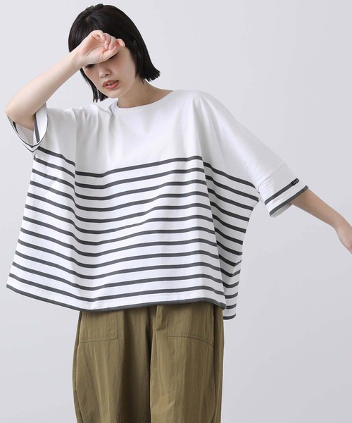LEMINOR(ルミノール)の「ルミノアBDワイドプルオーバー(Tシャツ/カットソー・レディース・ベージュ/チャコールグレー・FREE)」の22枚目の写真