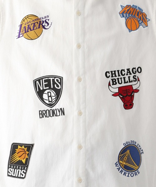 NBA(エヌビーエー)の「【NBA】別注/チームロゴワッペン/オーバーサイズシャツ(シャツ/ブラウス・メンズ・ホワイト/ストライプ・LARGE/MEDIUM)」の18枚目の写真