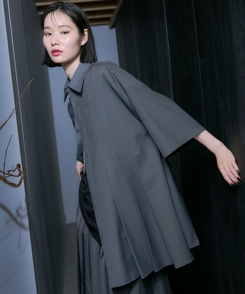 HARE（ハレ）の「【SET UP対応】YOSEオーバープリーツシャツ（シャツ/ブラウス・メンズ・ブラック/グレー・FREE）」の16枚目の写真