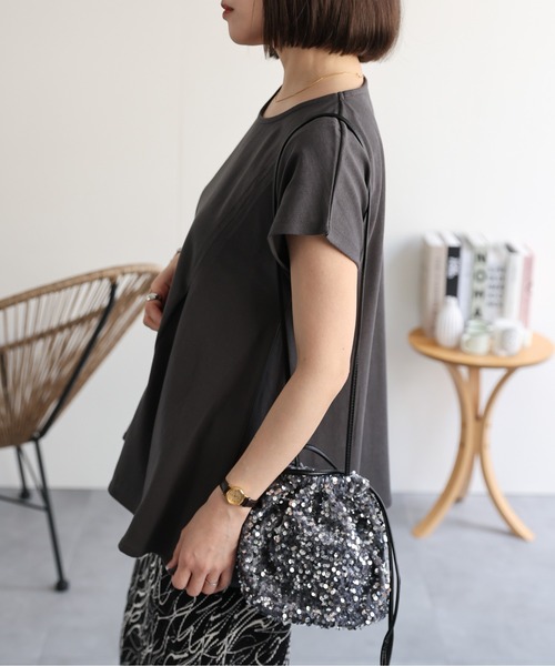 ap retro(アプレトロ)の「フロントタックペプラムコットンTシャツ / 裾フレアTシャツ(Tシャツ/カットソー・レディース・ベージュ/アイボリー/チャコールグレー・MEDIUM)」の22枚目の写真