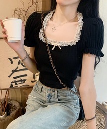 Nia | Nia(ニア)/バックリボン　フレンチカットソー(Tシャツ/カットソー)