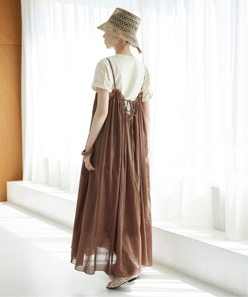 SLOBE IENA（スローブイエナ）の「《WEB限定/追加3》コットンガーゼ ギャザーワンピース（ワンピース・レディース・ブラック/ブラウン・FREE）」の3枚目の写真