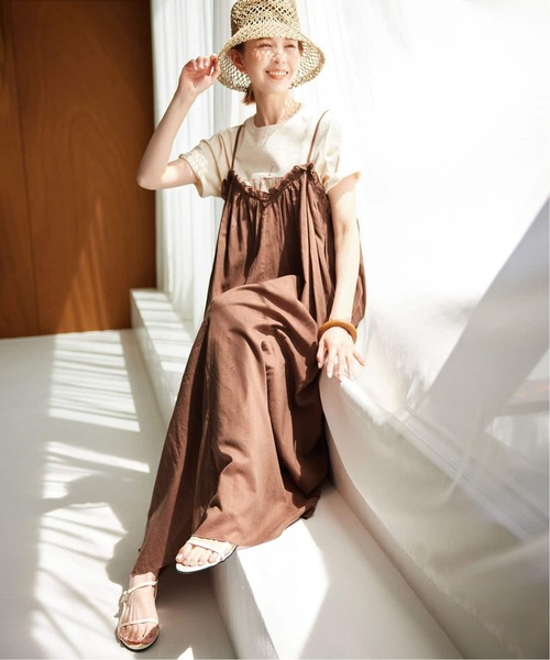 SLOBE IENA（スローブイエナ）の「《WEB限定/追加3》コットンガーゼ ギャザーワンピース（ワンピース・レディース・ブラック/ブラウン・FREE）」の4枚目の写真