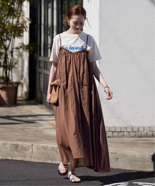 SLOBE IENA（スローブイエナ）の「《WEB限定/追加3》コットンガーゼ ギャザーワンピース（ワンピース・レディース・ブラック/ブラウン・FREE）」の10枚目の写真