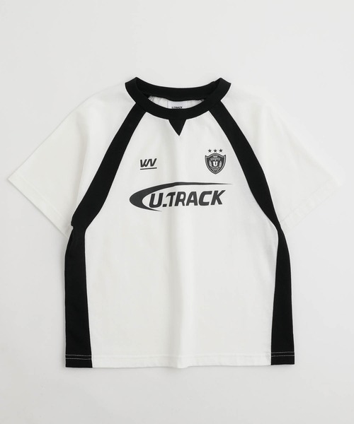 URBAN CHERRY（アーバンチェリー）の「【U.TRACK】ロゴプリントオーバーサイズゲームシャツ（Tシャツ/カットソー・キッズ・ブラック/ホワイト・110cm/120cm/130cm/140cm/150cm）」の4枚目の写真