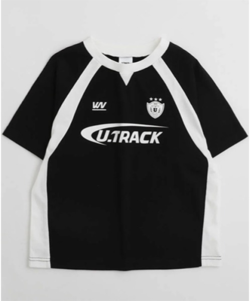 URBAN CHERRY（アーバンチェリー）の「【U.TRACK】ロゴプリントオーバーサイズゲームシャツ（Tシャツ/カットソー・キッズ・ブラック/ホワイト・110cm/120cm/130cm/140cm/150cm）」の5枚目の写真