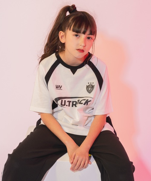 URBAN CHERRY（アーバンチェリー）の「【U.TRACK】ロゴプリントオーバーサイズゲームシャツ（Tシャツ/カットソー・キッズ・ブラック/ホワイト・110cm/120cm/130cm/140cm/150cm）」の18枚目の写真