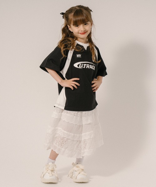 URBAN CHERRY（アーバンチェリー）の「【U.TRACK】ロゴプリントオーバーサイズゲームシャツ（Tシャツ/カットソー・キッズ・ブラック/ホワイト・110cm/120cm/130cm/140cm/150cm）」の20枚目の写真