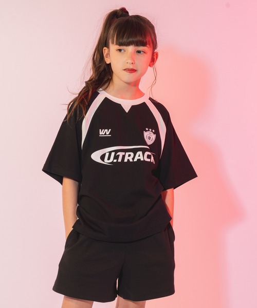 URBAN CHERRY（アーバンチェリー）の「【U.TRACK】ロゴプリントオーバーサイズゲームシャツ（Tシャツ/カットソー・キッズ・ブラック/ホワイト・110cm/120cm/130cm/140cm/150cm）」の22枚目の写真