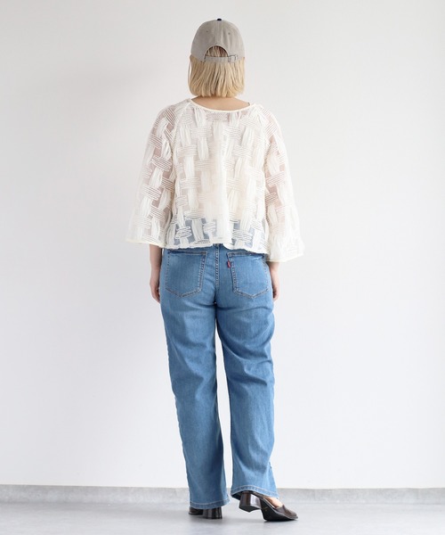 cepo（セポ）の「接触冷感・UVカット ＩＣＥデニムサイドラインストレート（デニムパンツ・レディース・ブルー系3/ブルー系1/グレー・L/M/S）」の22枚目の写真