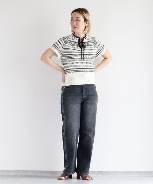 cepo（セポ）の「接触冷感・UVカット ＩＣＥデニムサイドラインストレート（デニムパンツ・レディース・ブルー系3/ブルー系1/グレー・L/M/S）」の13枚目の写真