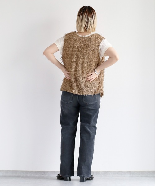 cepo（セポ）の「接触冷感・UVカット ＩＣＥデニムサイドラインストレート（デニムパンツ・レディース・ブルー系3/ブルー系1/グレー・L/M/S）」の6枚目の写真