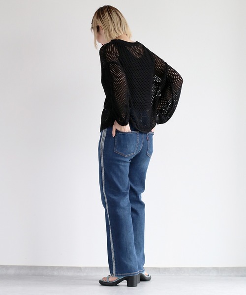 cepo（セポ）の「接触冷感・UVカット ＩＣＥデニムサイドラインストレート（デニムパンツ・レディース・ブルー系3/ブルー系1/グレー・L/M/S）」の16枚目の写真