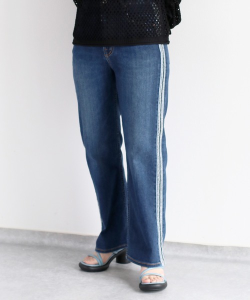 cepo（セポ）の「接触冷感・UVカット ＩＣＥデニムサイドラインストレート（デニムパンツ・レディース・ブルー系3/ブルー系1/グレー・L/M/S）」の19枚目の写真