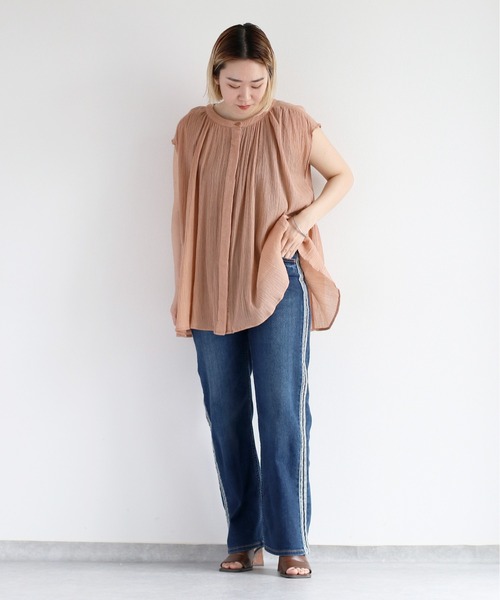 cepo（セポ）の「接触冷感・UVカット ＩＣＥデニムサイドラインストレート（デニムパンツ・レディース・ブルー系3/ブルー系1/グレー・L/M/S）」の21枚目の写真