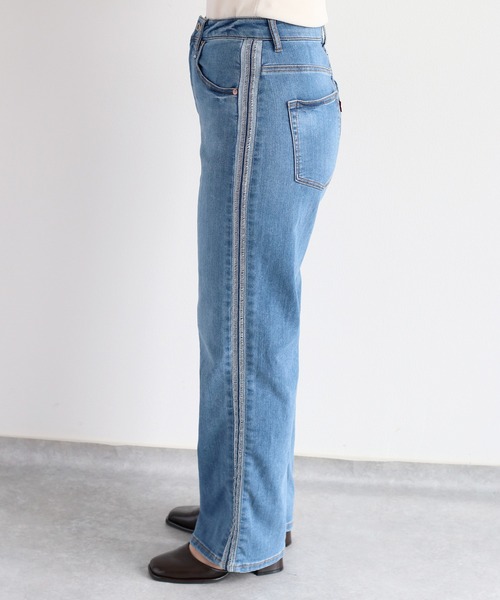 cepo（セポ）の「接触冷感・UVカット ＩＣＥデニムサイドラインストレート（デニムパンツ・レディース・ブルー系3/ブルー系1/グレー・L/M/S）」の12枚目の写真