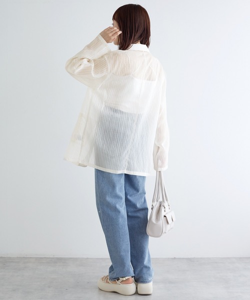 w closet（ダブルクローゼット）の「シアーテーラードジャケット（テーラードジャケット・レディース・ブラウン/グレイッシュベージュ/アイボリー/ブラック・FREE）」の10枚目の写真