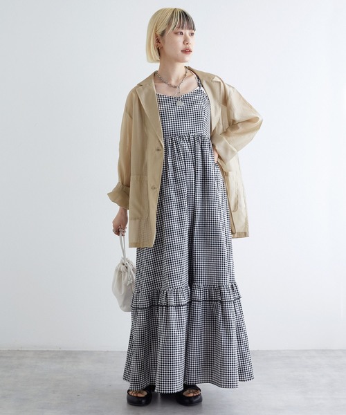 w closet（ダブルクローゼット）の「シアーテーラードジャケット（テーラードジャケット・レディース・ブラウン/グレイッシュベージュ/アイボリー/ブラック・FREE）」の21枚目の写真