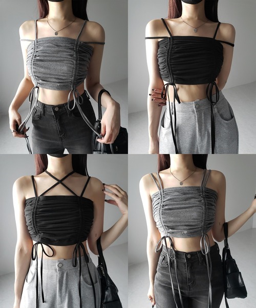 3color 】3WAYクロスストラップリボンシャーリングショート
