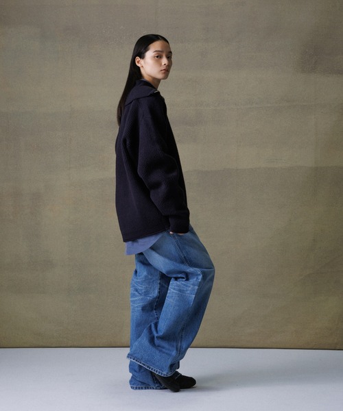 【セール】ルーズシルエット ハーフジップ ビッグカラー ニット プルオーバー / ユニセックス（ニット/セーター）｜ADAM ET ROPE'（アダムエロペ）