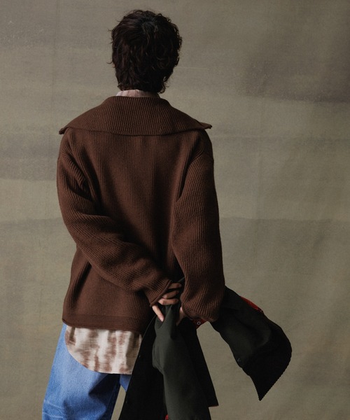 【セール】ルーズシルエット ハーフジップ ビッグカラー ニット プルオーバー / ユニセックス（ニット/セーター）｜ADAM ET ROPE'（アダムエロペ）