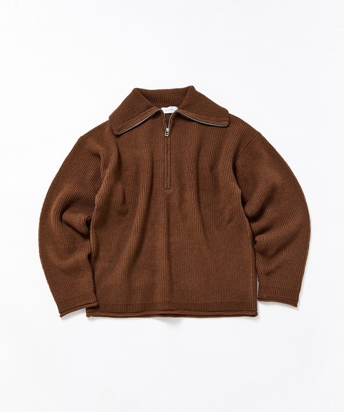 【セール】ルーズシルエット ハーフジップ ビッグカラー ニット プルオーバー / ユニセックス（ニット/セーター）｜ADAM ET ROPE'（アダムエロペ）