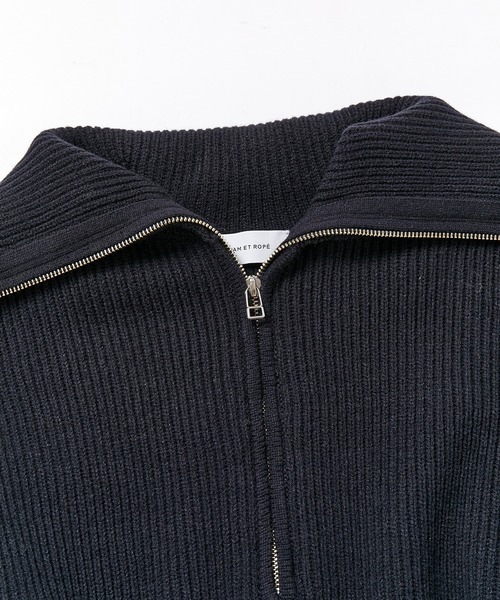 【セール】ルーズシルエット ハーフジップ ビッグカラー ニット プルオーバー / ユニセックス（ニット/セーター）｜ADAM ET ROPE'（アダムエロペ）