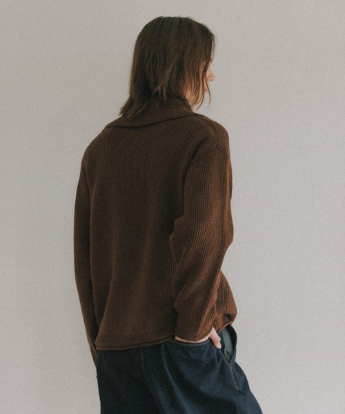 【セール】ルーズシルエット ハーフジップ ビッグカラー ニット プルオーバー / ユニセックス（ニット/セーター）｜ADAM ET ROPE'（アダムエロペ）