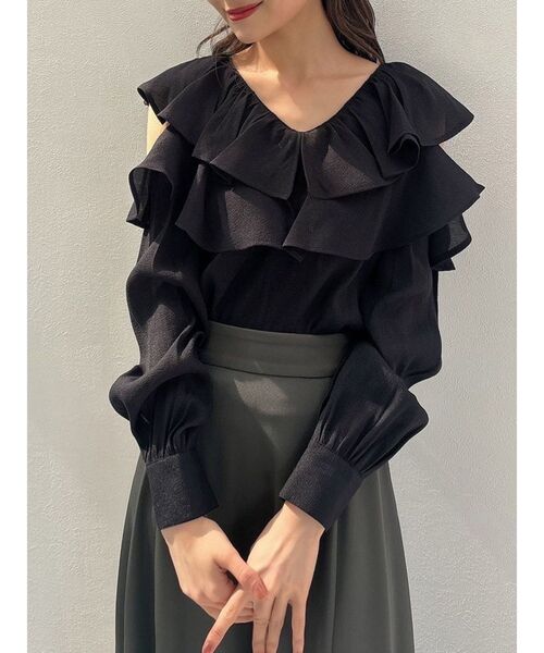 RESEXXY（リゼクシー）の「ポイントオープンブラウス（シャツ/ブラウス・レディース・ホワイト/ブルー/ブラック・FREE）」の3枚目の写真