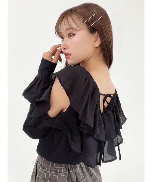 RESEXXY（リゼクシー）の「ポイントオープンブラウス（シャツ/ブラウス・レディース・ホワイト/ブルー/ブラック・FREE）」の4枚目の写真