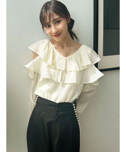 RESEXXY（リゼクシー）の「ポイントオープンブラウス（シャツ/ブラウス・レディース・ホワイト/ブルー/ブラック・FREE）」の6枚目の写真