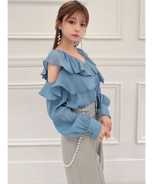 RESEXXY（リゼクシー）の「ポイントオープンブラウス（シャツ/ブラウス・レディース・ホワイト/ブルー/ブラック・FREE）」の12枚目の写真