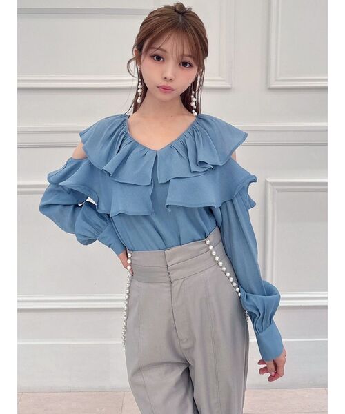 RESEXXY（リゼクシー）の「ポイントオープンブラウス（シャツ/ブラウス・レディース・ホワイト/ブルー/ブラック・FREE）」の13枚目の写真