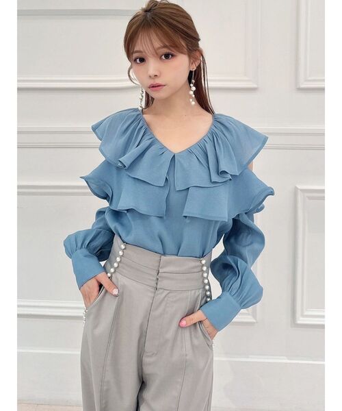 RESEXXY（リゼクシー）の「ポイントオープンブラウス（シャツ/ブラウス・レディース・ホワイト/ブルー/ブラック・FREE）」の14枚目の写真