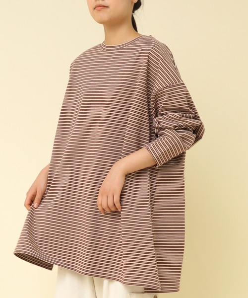 RNA-N(アールエヌエーエヌ)の「M2286 16/-OEボーダーオーバーサイズプルオーバー(Tシャツ/カットソー・レディース・グリーン/ホワイト×ブラック/ブルー/ベージュ・MEDIUM)」の3枚目の写真