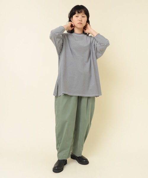 RNA-N(アールエヌエーエヌ)の「M2286 16/-OEボーダーオーバーサイズプルオーバー(Tシャツ/カットソー・レディース・グリーン/ホワイト×ブラック/ブルー/ベージュ・MEDIUM)」の17枚目の写真