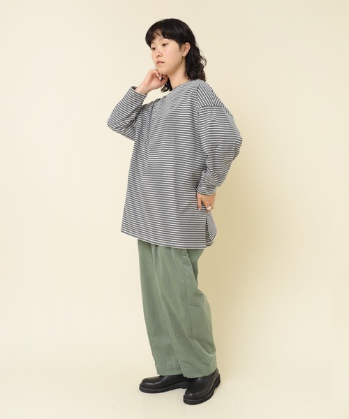 RNA-N(アールエヌエーエヌ)の「M2286 16/-OEボーダーオーバーサイズプルオーバー(Tシャツ/カットソー・レディース・グリーン/ホワイト×ブラック/ブルー/ベージュ・MEDIUM)」の16枚目の写真