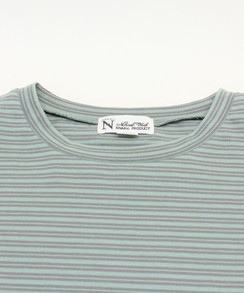 RNA-N(アールエヌエーエヌ)の「M2286 16/-OEボーダーオーバーサイズプルオーバー(Tシャツ/カットソー・レディース・グリーン/ホワイト×ブラック/ブルー/ベージュ・MEDIUM)」の9枚目の写真