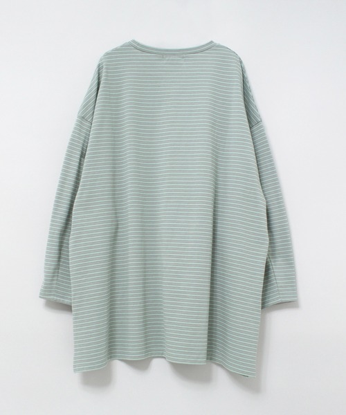 RNA-N(アールエヌエーエヌ)の「M2286 16/-OEボーダーオーバーサイズプルオーバー(Tシャツ/カットソー・レディース・グリーン/ホワイト×ブラック/ブルー/ベージュ・MEDIUM)」の21枚目の写真